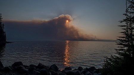 Wildfire smoke engulfing the sun